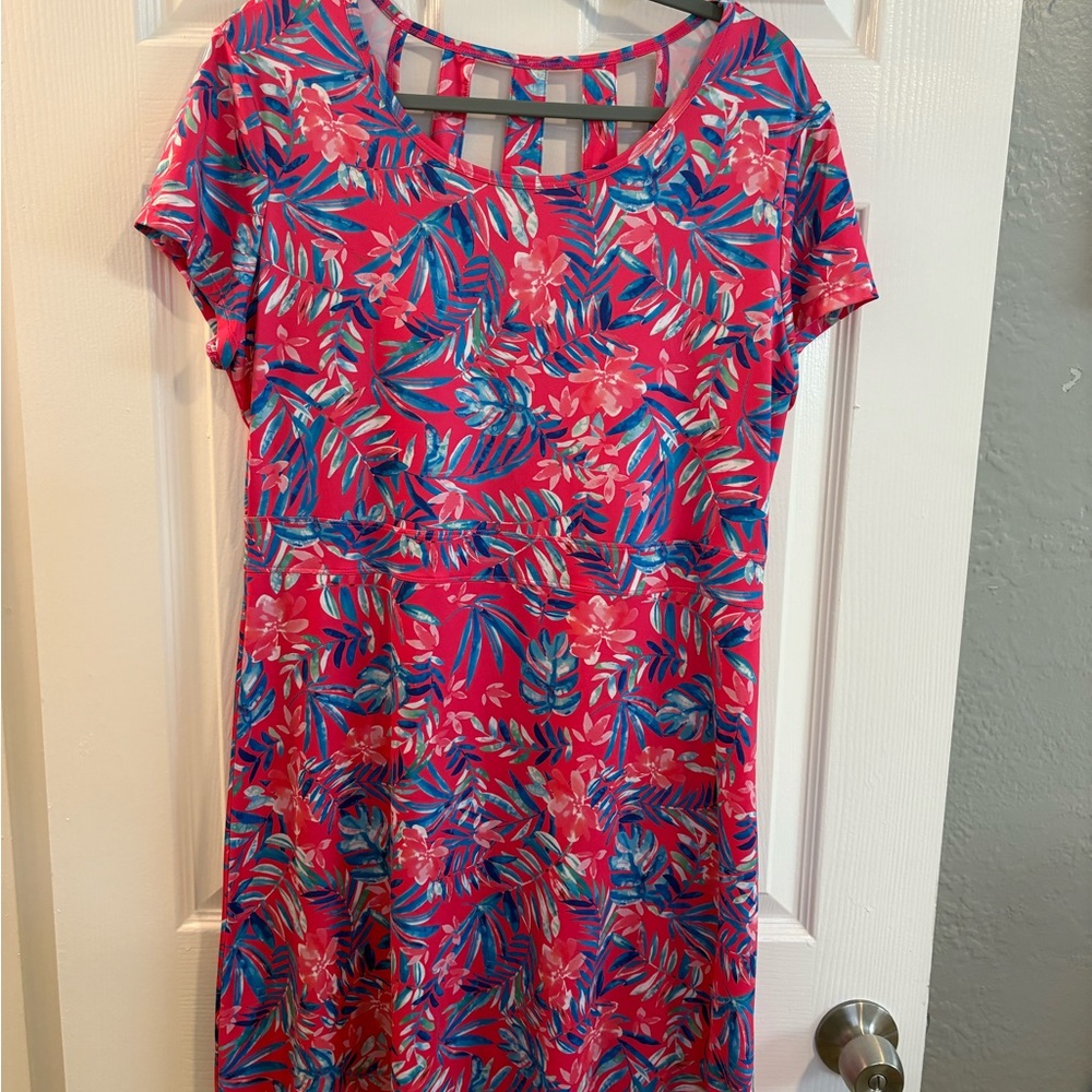 Reel Legends Performance Keep It Cool Multi Color Tropical Print Dress